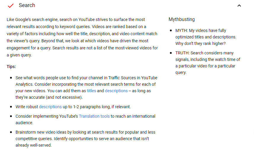 What YouTube Says About Search